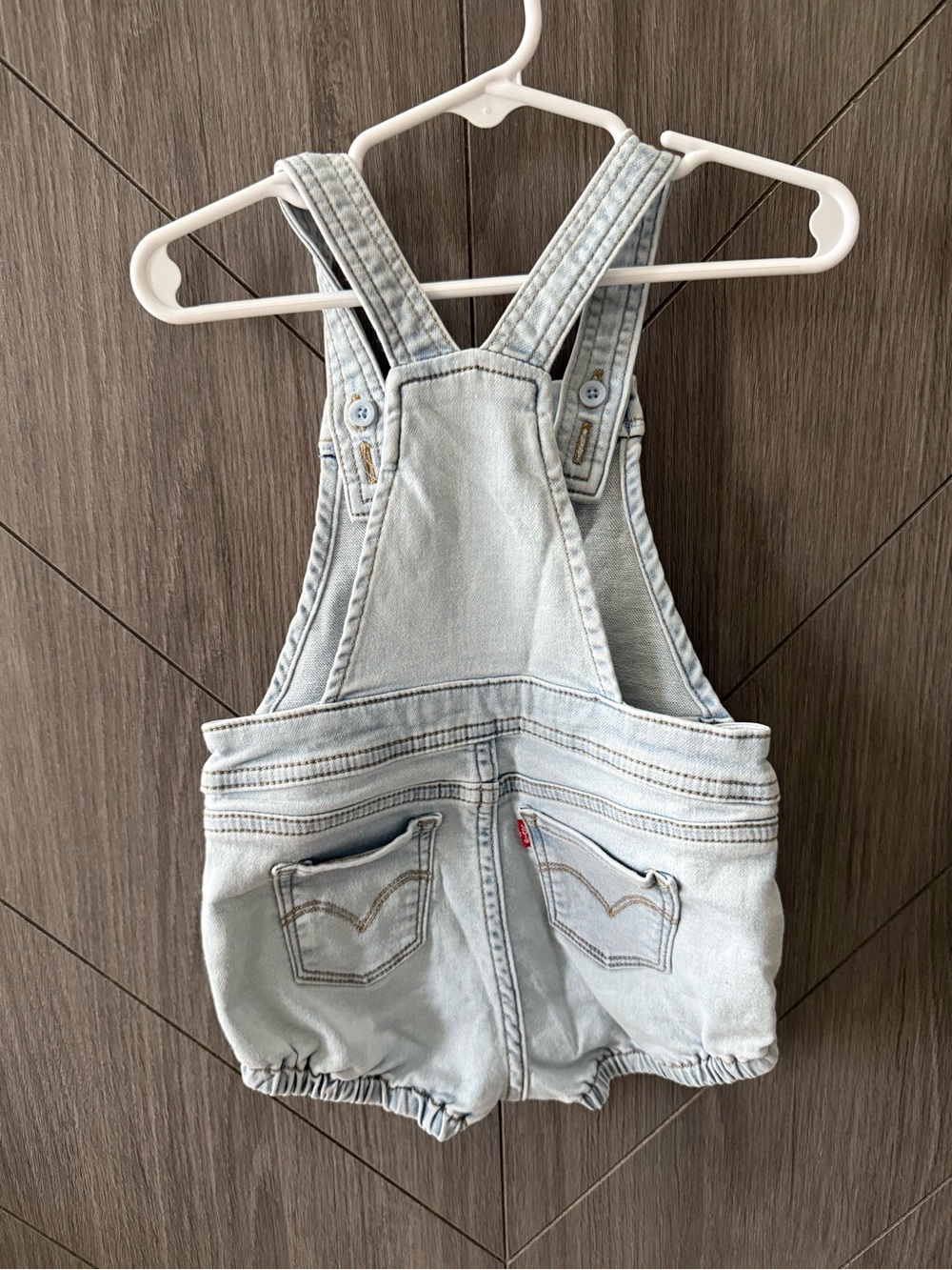 Levi’s Light Wash Denim Baby Girls Shortall Bubble - Picture 3 of 3